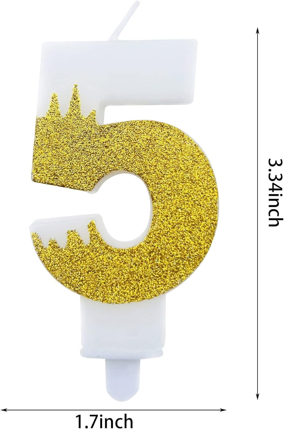 Gold Number 5 Candle, Birthday Number Candle Sparkly For Kids,Adults