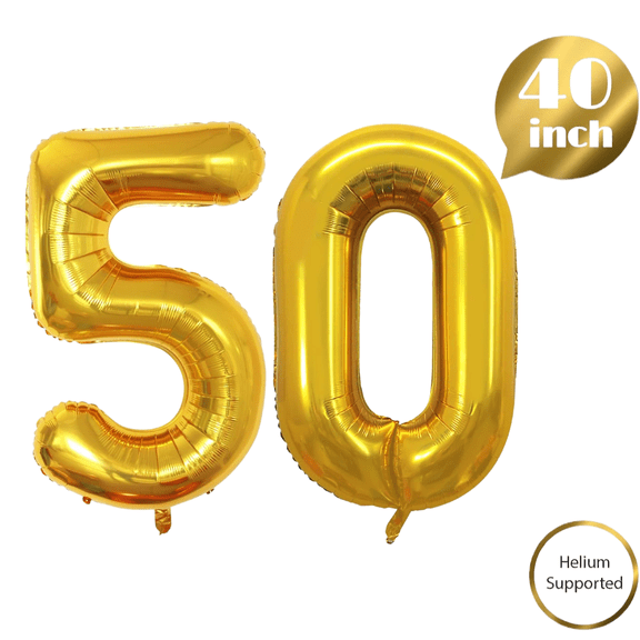 Gold Number 50 Balloons 40 Inch Numbers Balloon Birthday Decorations Gold Party Supplies for Birthday Anniversary