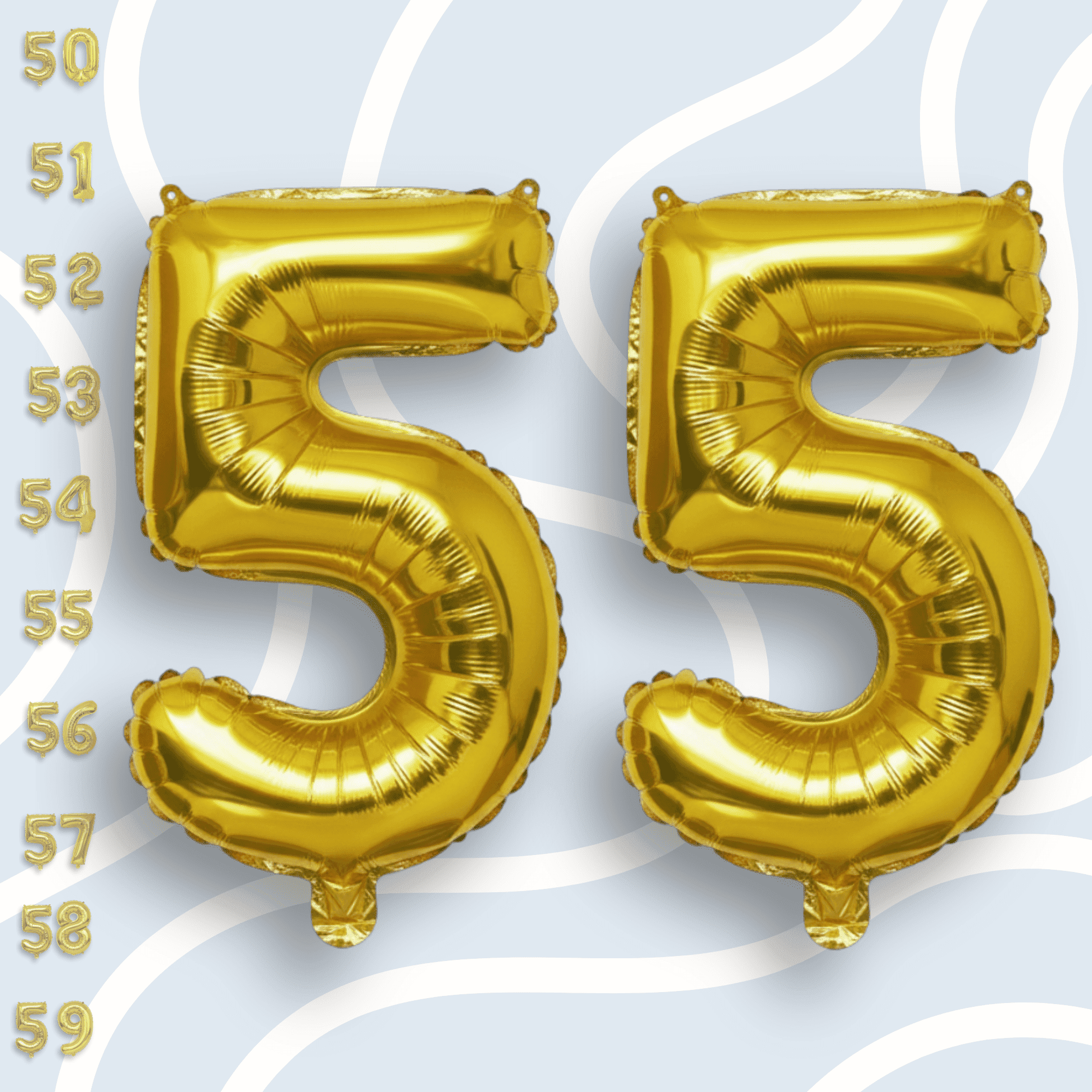 Gold Number 55 Mylar Balloon 16
