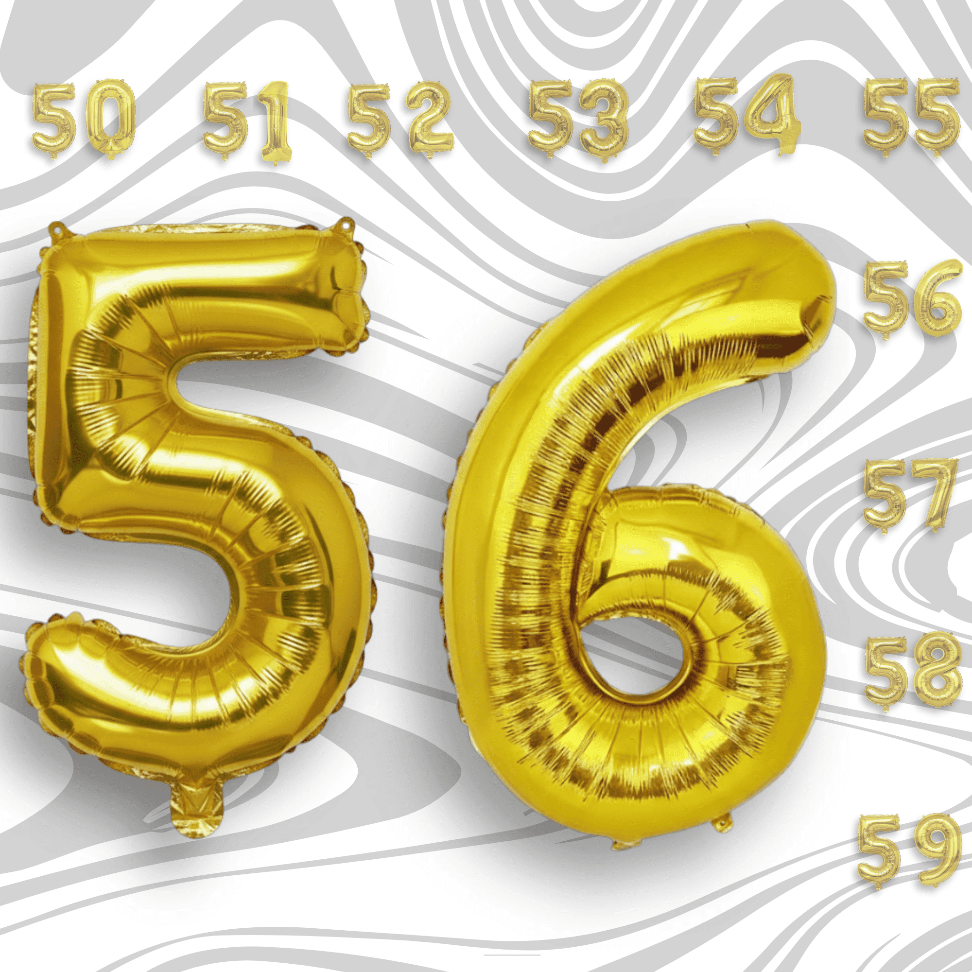Gold Number 56 Mylar Balloon 16 inch - Air Inflation Only Self-Sealing ...