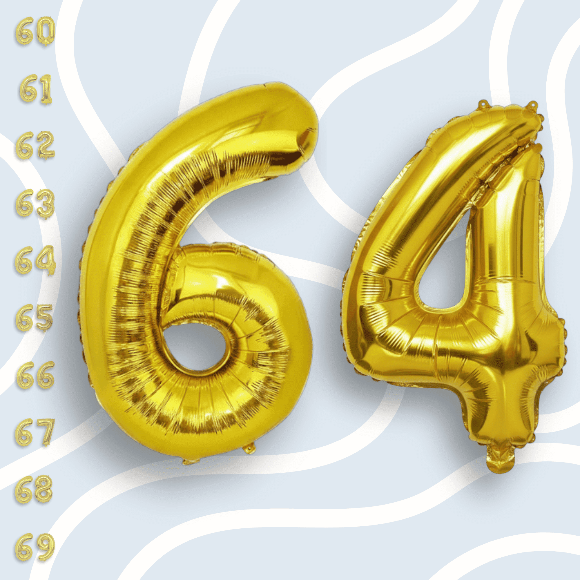 Gold Number 64 Mylar Balloon 16