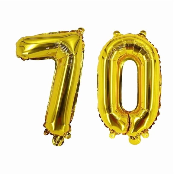Gold Number 70 Foil Balloons Set for 70th Birthday Party Decorations, 40 Inch