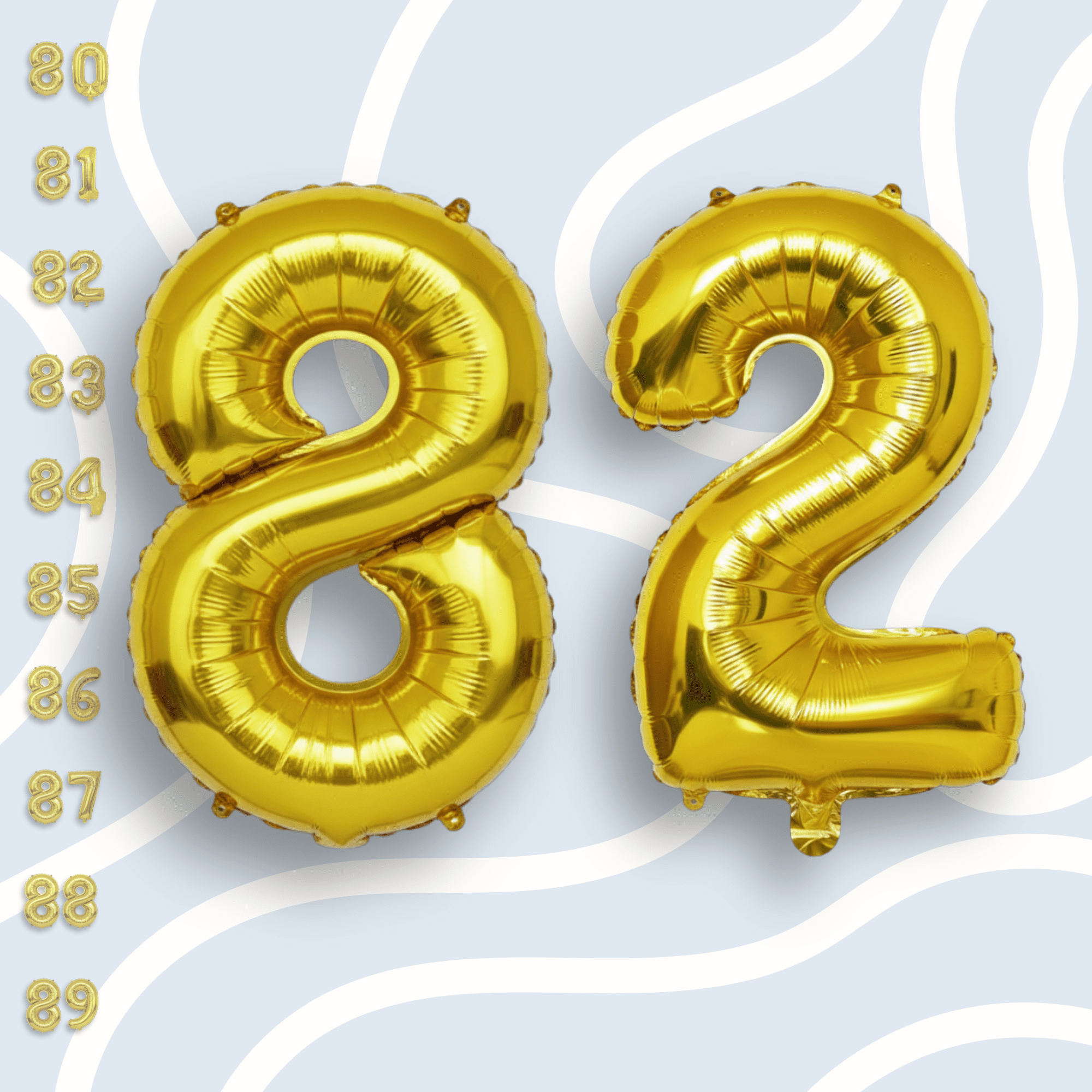 Gold Number 82 Mylar Balloon 16
