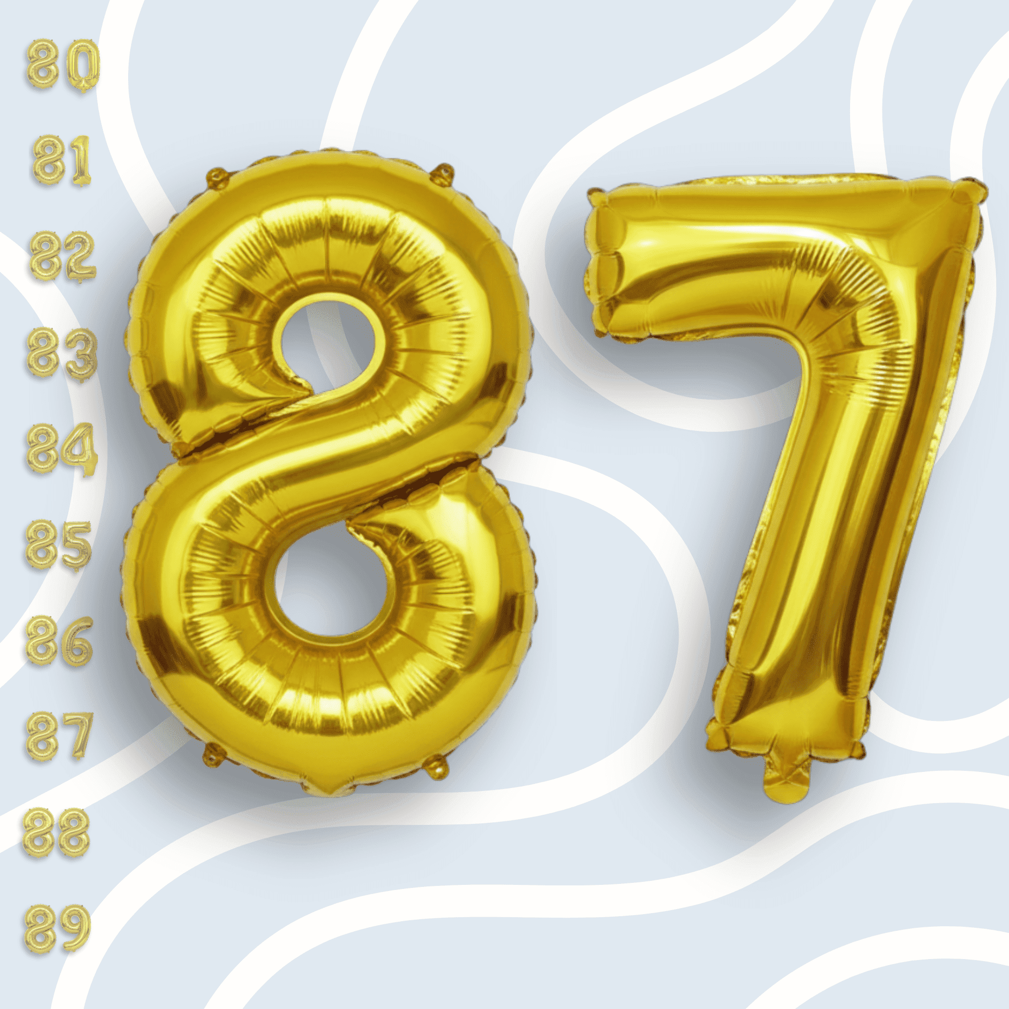 Gold Number 87 Mylar Balloon 16