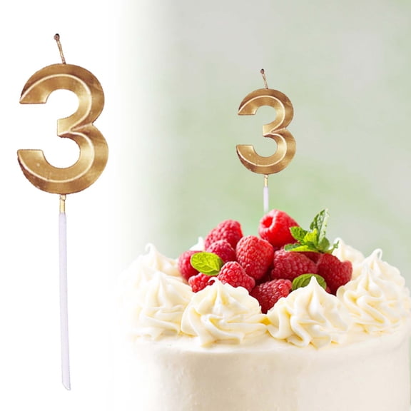 Gold Number Digit Candles for Birthday Cake Anniversary Celebration Decorations