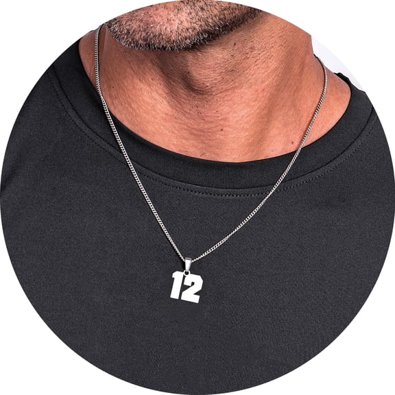 Gold Number Necklace – Stainless Steel Custom Numeric Pendant, Sports Jersey Style, Unisex Jewelry Gift for Men and Women