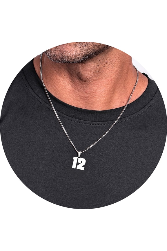 Gold Number Necklace – Stainless Steel Custom Numeric Pendant, Sports Jersey Style, Unisex Jewelry Gift for Men and Women