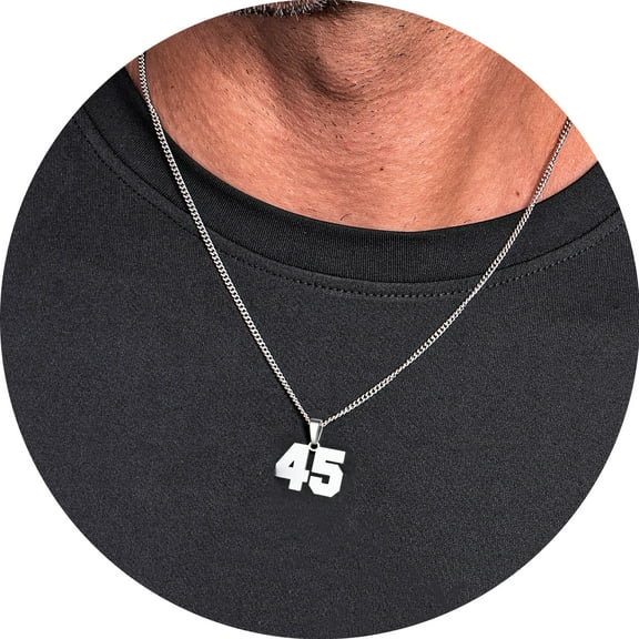 Gold Number Necklace – Stainless Steel Custom Numeric Pendant, Sports Jersey Style, Unisex Jewelry Gift for Men and Women
