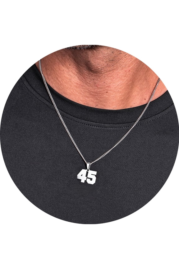 Gold Number Necklace – Stainless Steel Custom Numeric Pendant, Sports Jersey Style, Unisex Jewelry Gift for Men and Women