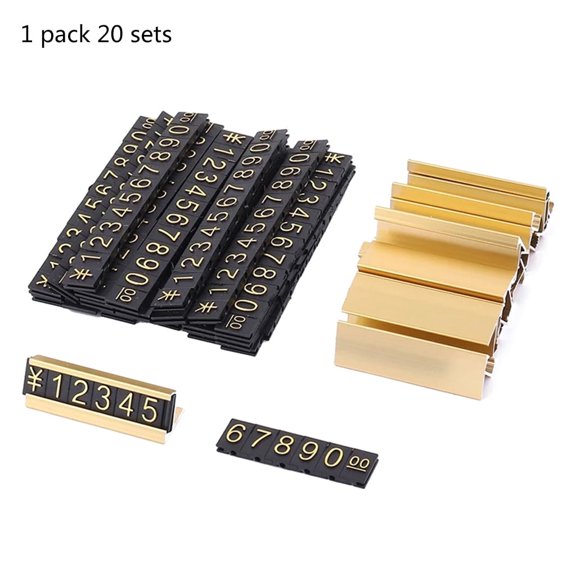 Gold Number Tag Signs 20Sets Arabic Numerals Together Cube Kit