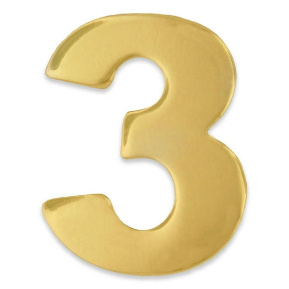 Gold Numerical Number Three # 3 Lapel Pin