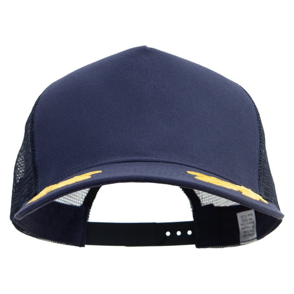 Gold Oak Leaves Emblem Patched New Big Size Trucker Mesh Cap - Navy XL-3XL
