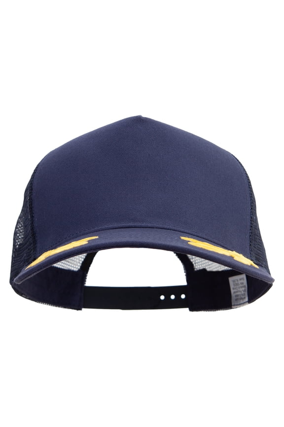 Gold Oak Leaves Emblem Patched New Big Size Trucker Mesh Cap - Navy XL-3XL