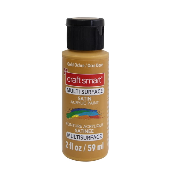 Craft Smart Gold Ochre Multi-Surface Premium Satin Acrylic Paint - Water-Based, Weather-Resistant Paint for Wood, Glass, Fabric, Metal & More, 12 Pack