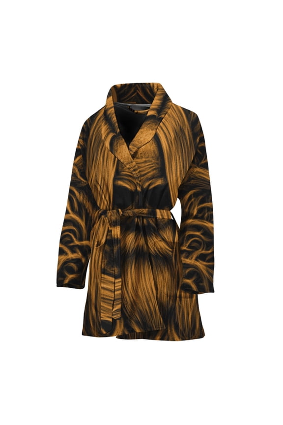 Gold Odin With Huginn And Muninn Women Bathrobe One Size Univeral Fits, Odin God Fashion Lightweight Plush Fleece Long Robe For Women