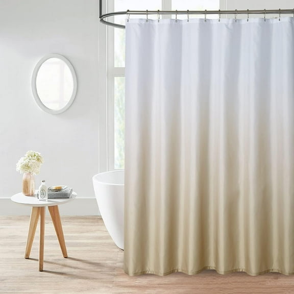Gold Ombre Bathroom Shower Curtains for Bathroom,Gold and White Fabric Gradient Shower Curtain,Textured Fabric Waterproof Bath Curtain,Decorative Bathroom Accessories,72x84inch,Long Size