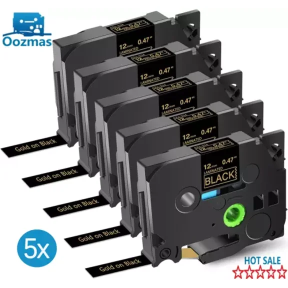 Gold On Black Tz-334 Tze-334 Tape For Brother P-Touch Pt-D210 12Mm Label Maker