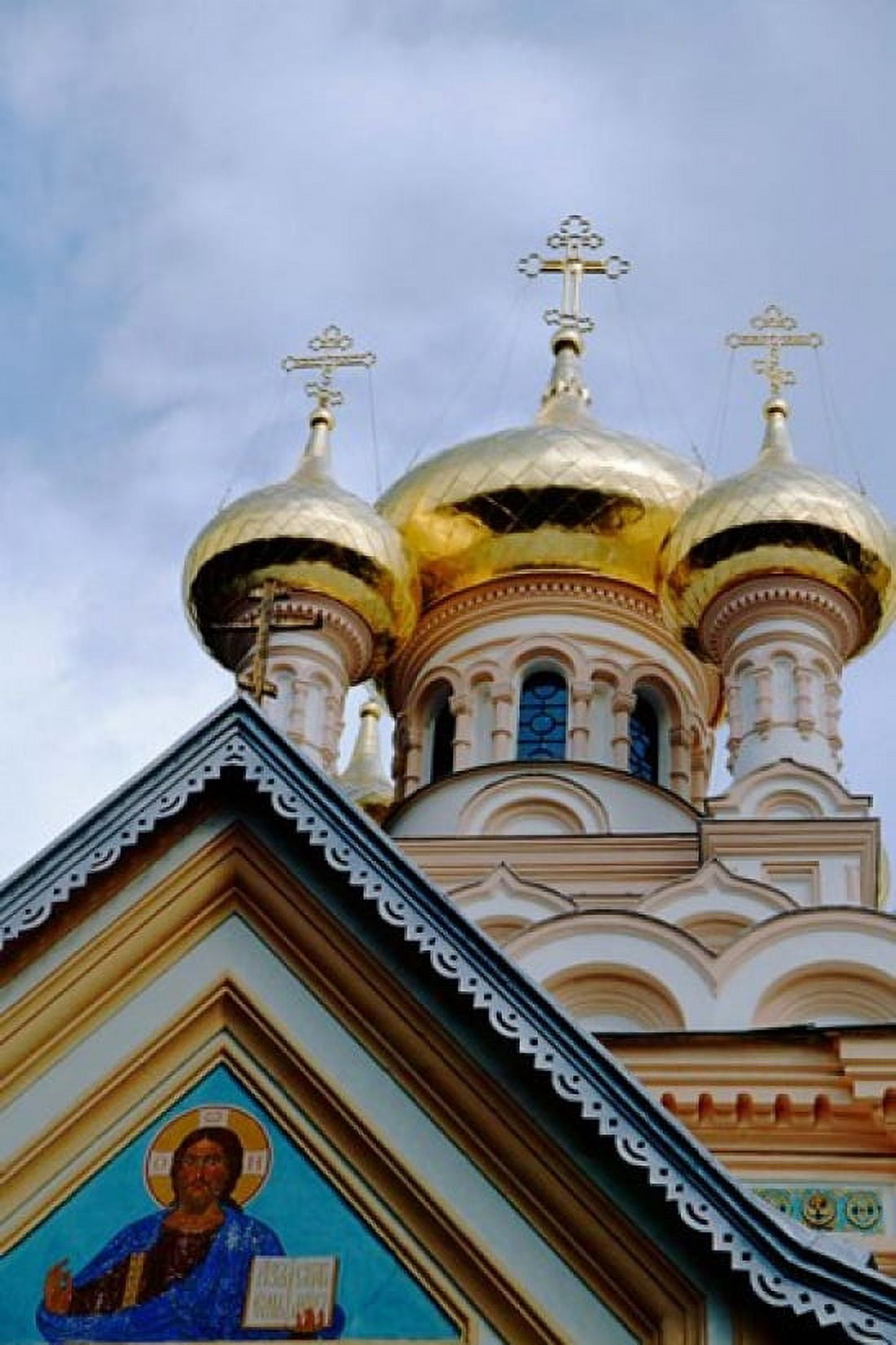 Gold Onion Dome of Alexander Nevsky Cathedral Russian Orthodox Church Yalta Ukraine Canvas Art - Cindy Miller Hopkins DanitaDelimont (17 x 26)