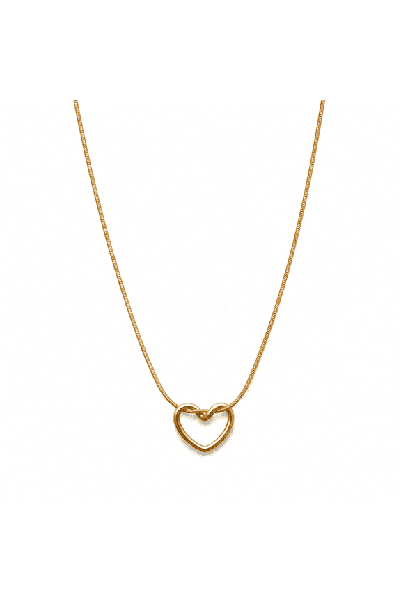 Open Heart Knot Necklace for Women, Stainless Steel Heart Pendant Necklace, Minimalist Love Jewelry with Snake Chain