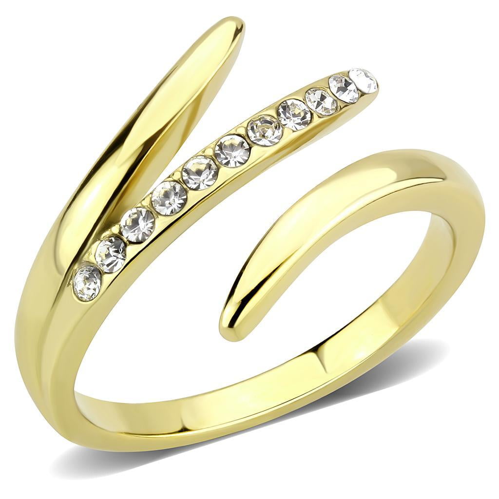 Gold Open Womens Ring 316L Stainless Steel Anillo Color Oro Para