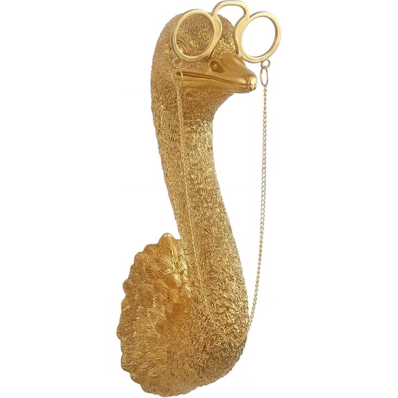 Gold Ostrich Animal Head Wall Decor Sculpture, Resin Animal Heads for Wall, Vintage Wall Sculpture for Men Women Living Room Hallway Staircase Home Office