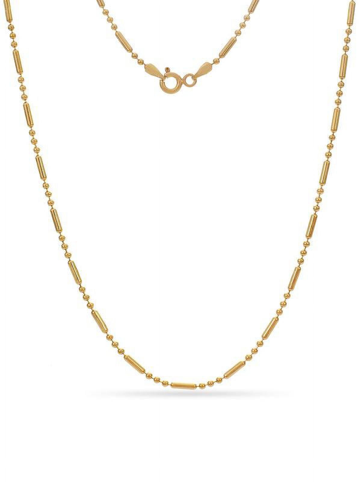 Gold Over Sterling Silver Alternating Bead Chain Necklace 22 Inch