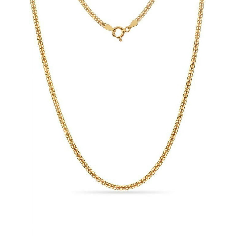 Gold Over Sterling Silver Bismark Chain Necklace 16 Inch