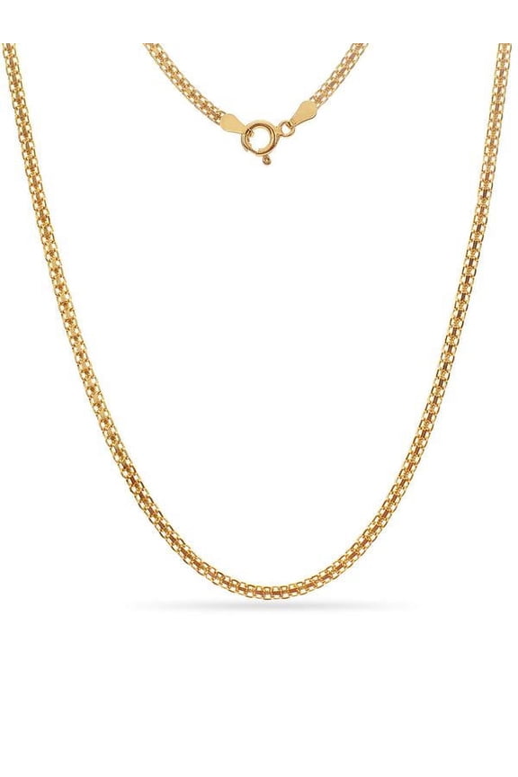 Gold Over Sterling Silver Bismark Chain Necklace 16 Inch