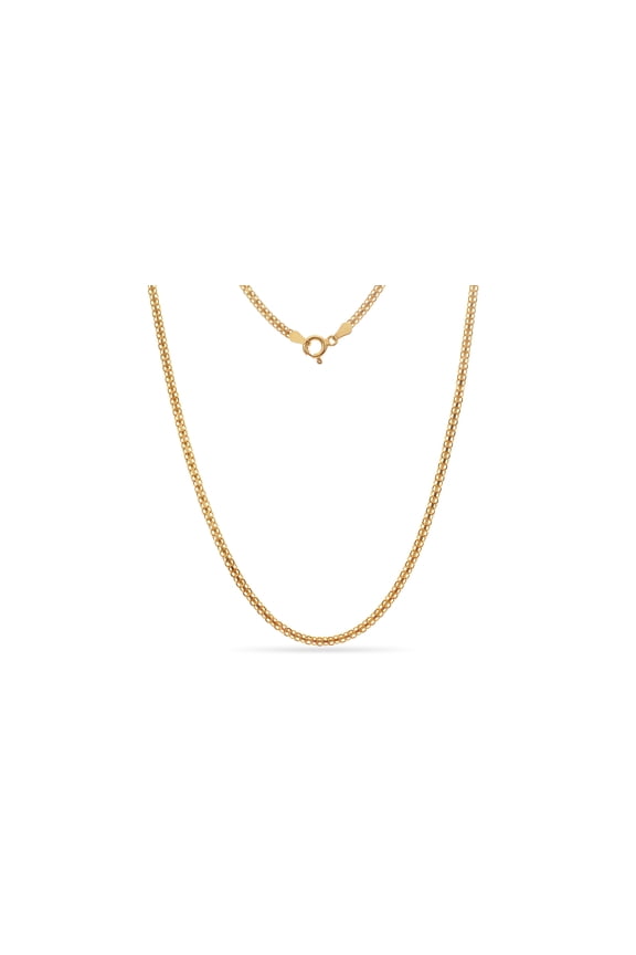 Gold Over Sterling Silver Bismark Chain Necklace 24 Inch