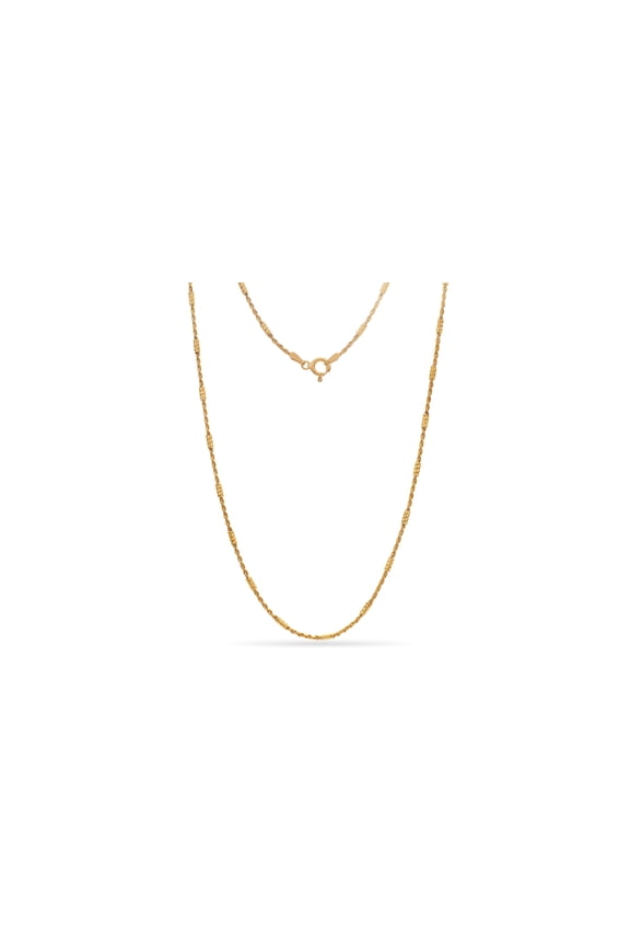 Gold Over Sterling Silver Diamond Cut Rope Chain Necklace 16 Inch