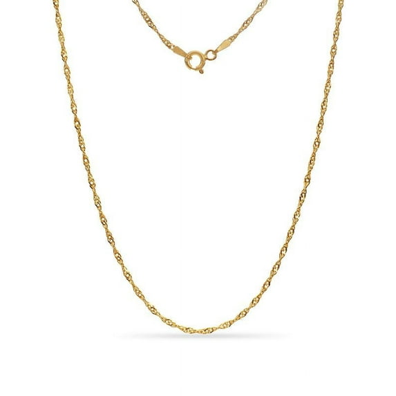Gold Over Sterling Silver Diamond Cut Singapore Necklace 22 Inch