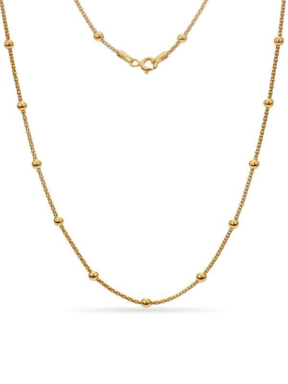Gold Over Sterling Silver Mini Popcorn Bead Station Necklace 22 Inch