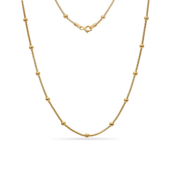 Gold Over Sterling Silver Mini Popcorn Bead Station Necklace 22 Inch