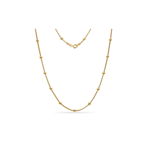 Gold Over Sterling Silver Mini Popcorn Bead Station Necklace 24 Inch