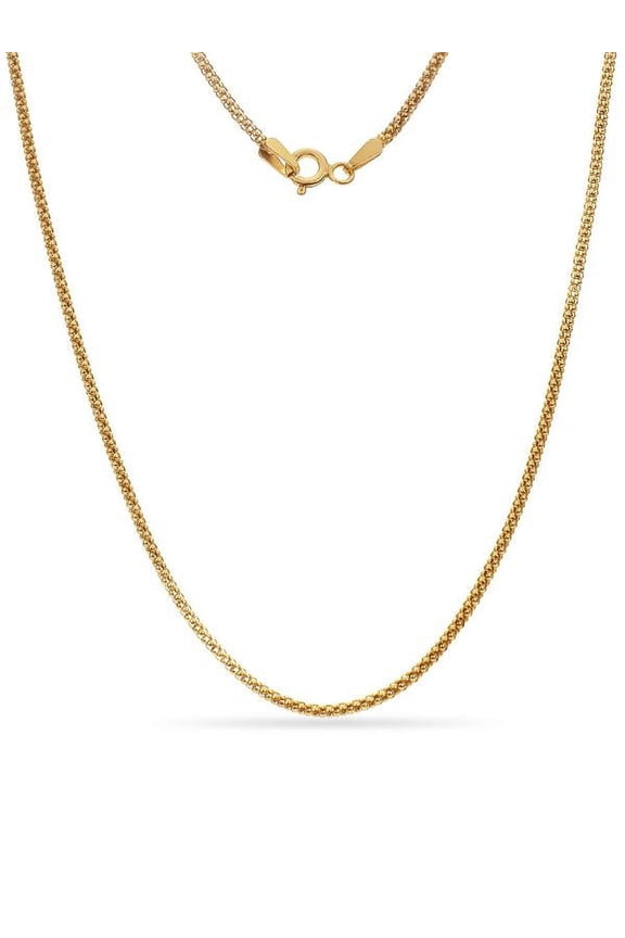 Gold Over Sterling Silver Mini Popcorn Chain Necklace 16 Inch