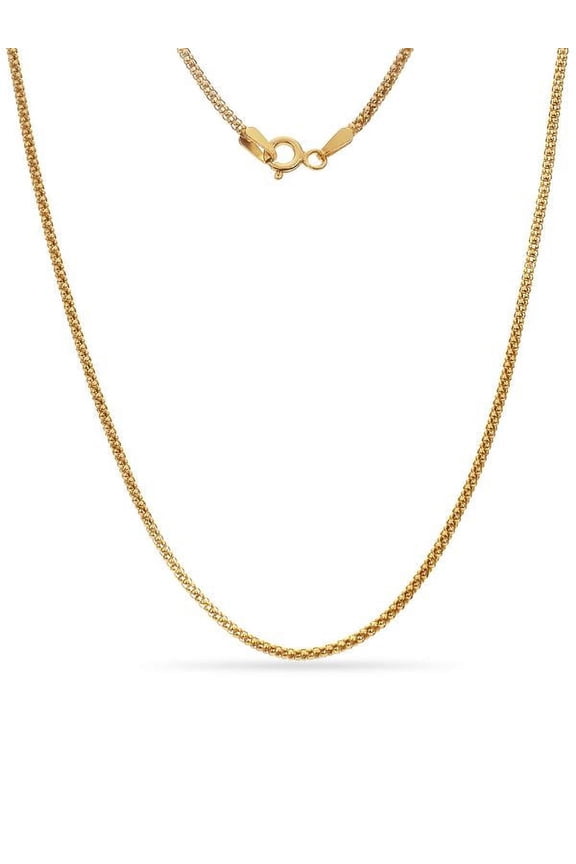 Gold Over Sterling Silver Mini Popcorn Chain Necklace 24 Inch