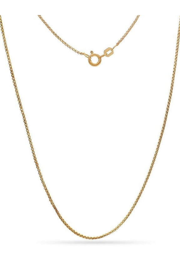 Gold Over Sterling Silver Open Box Link Necklace 24 Inch