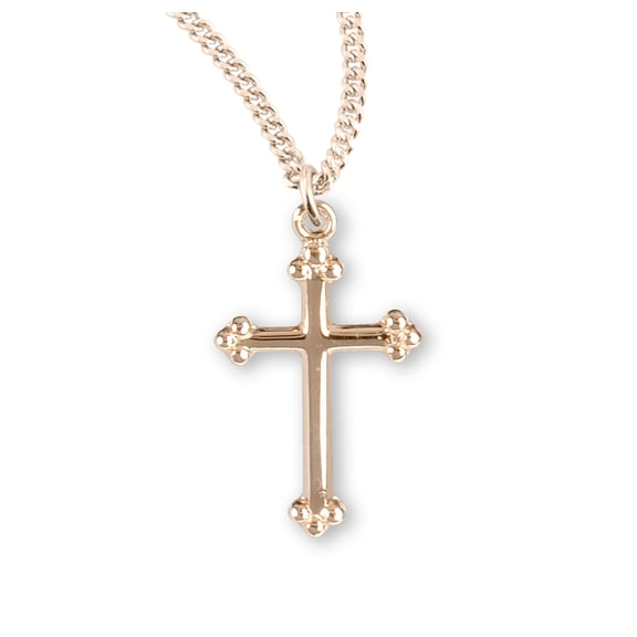 Gold Over Sterling Silver Small Budded Cross