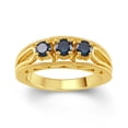 thumbnail image 1 of Gold Over Sterling Silver with 1/2 CTTW Natural Blue Diamond Three Stone Promise Ring, 1 of 4