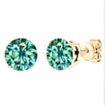 thumbnail image 1 of Gold Over Sterling Silver with Green Moissanite Stud Earring, 1 of 4