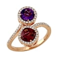 thumbnail image 1 of Gold Over Sterling Silver with Natural Amethyst, Garnet and White Zircon Bypass Ring, 1 of 1