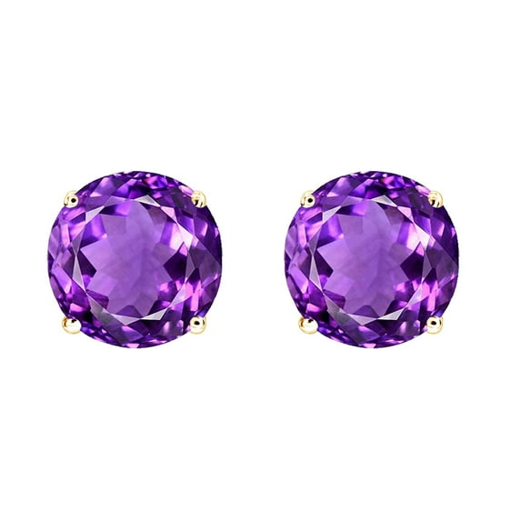 Gold Over Sterling Silver with Natural Amethyst Stud Earring
