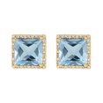 thumbnail image 1 of Gold Over Sterling Silver with Natural Aquamarine and White Topaz Halo Stud Earring, 1 of 1