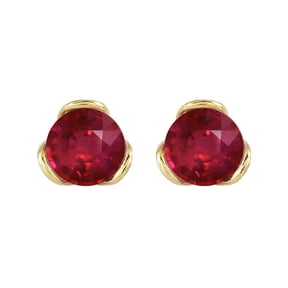 Gold Over Sterling Silver with Ruby Stud Earrings