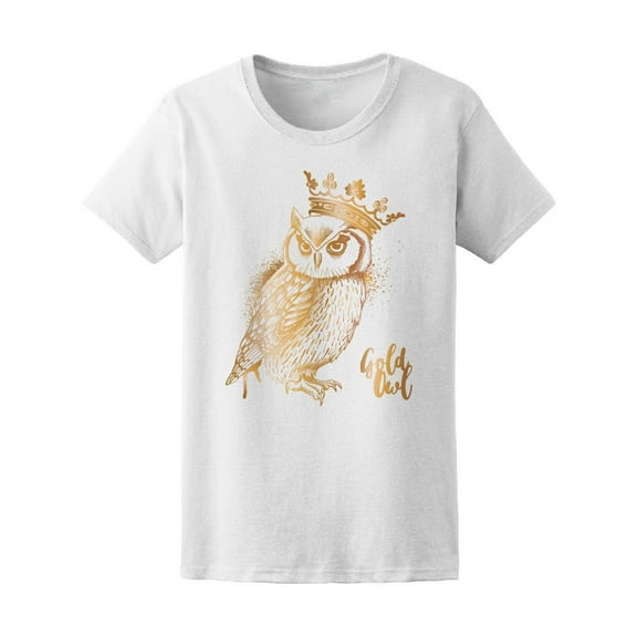 Gold Owl In A Crown  T-Shirt Women -Image by Shutterstock, Female x-Large