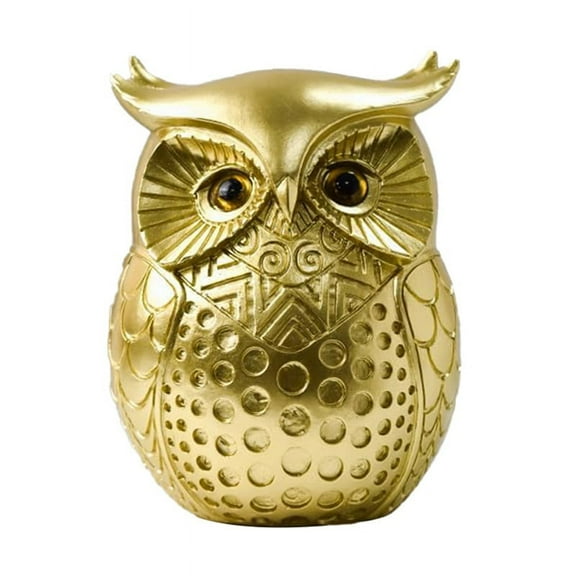 Gold Owl Ornament, Resin Statue Animal Craft, for TV Cabinet Porch Bookshelf Home Office Decor, Tabletop Entryway Decor