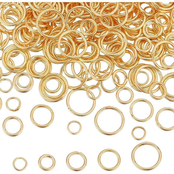 Gold PH 400pcs Closed Jumps Rings 5 Size Brass Soldered Jump Rings 18~21 Gauge Golden Round Rings Chainmail Rings Junction Rings Jewelry Connector for DIY Bracelets Necklaces Keychain 5~10mm