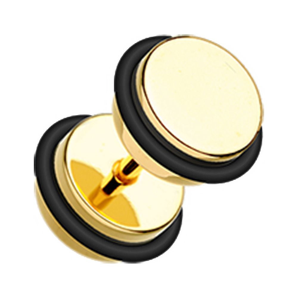 Gold PVD Basic Fake Plug Earrings with ORings