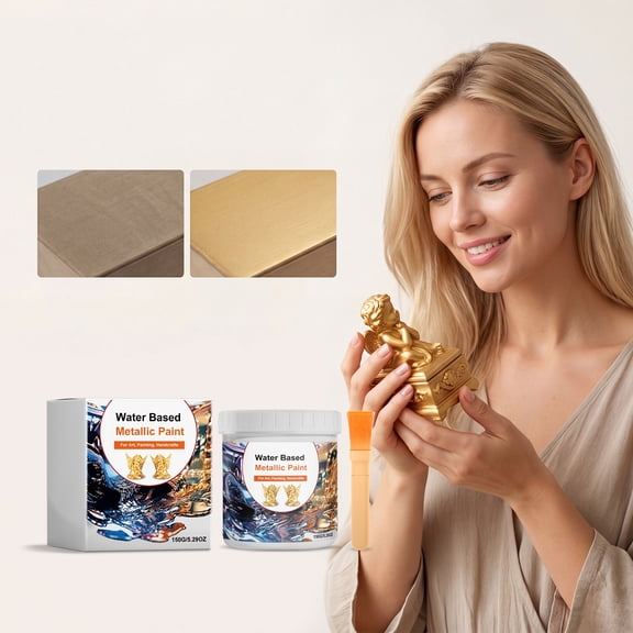 Gold Paint for Crafts, Liquid Leaf Gold Paint, Arts and Crafts Supplies, Paint Brushes for Crafts, Water Washable Paint Set, Easy to Apply with Smooth Coverage Perfect for