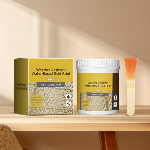 Gold Paint Metallic Acrylic Gold Leaf Touch-Up Paint for Wood Metal Arts & Crafts Home & Wall Decor - Water-Based Non-Toxic Odorless 5.6oz